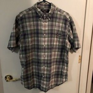 American Living men's short sleeve shirt XL multi plaid button up